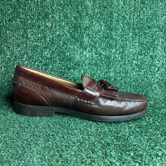 Bass Tyler Tassel Kiltie Loafers Pebbled Leather Preppy Shoes Brown Mens Sz 10M main image 9